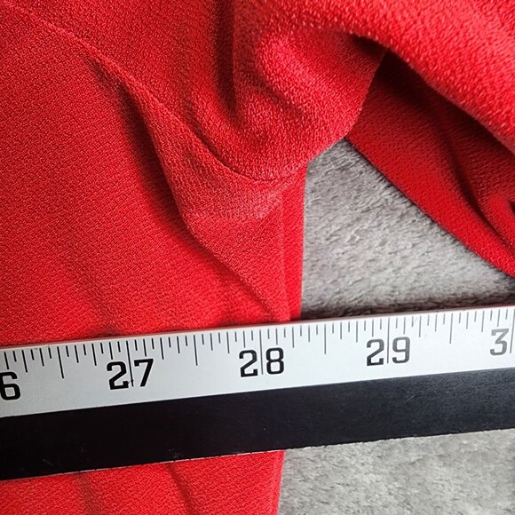 Womens Red Dennis Basso Top Blouse Polyester Long Lace Sleeve Round Neck 3X - Picture 6 of 8